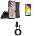 Accessories Bundle Pack for Samsung Galaxy A32 5G Case - Heavy Duty Rugged Cover (Pink Marble) Belt Holster Clip Screen Protectors 15W Fast Type-C Car Charger with Extra USB Port