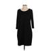dalia Casual Dress - Sheath Scoop Neck 3/4 sleeves: Black Print Dresses - Women's Size Medium
