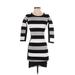 BCBGMAXAZRIA Casual Dress - Mini Crew Neck 3/4 sleeves: Black Print Dresses - Women's Size X-Small