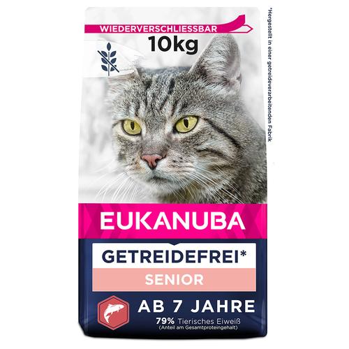 10kg Eukanuba Senior Grain Free Reich an Lachs Katzenfutter trocken