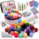 Axmru 215 Pcs Needle Felting Kit Wool Roving 60 Colors Set Basic Felt Tools and Supplies Needle Felting Starter Kit with Foam Mat Felt Molds and Storage Box for DIY Craft