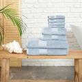 Karaca Home 100% Turkish Cotton Towel Set, 8 Piece, Face Towel, Hand Towels, Bath Towels, Highly Absorbent Towels for Bathroom, Blue