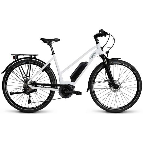 "E-Bike HAWK BIKES ""E-Trekking 500 Lady"" E-Bikes Gr. 53 cm, 28 Zoll (71,12 cm), weiß E-Bikes"