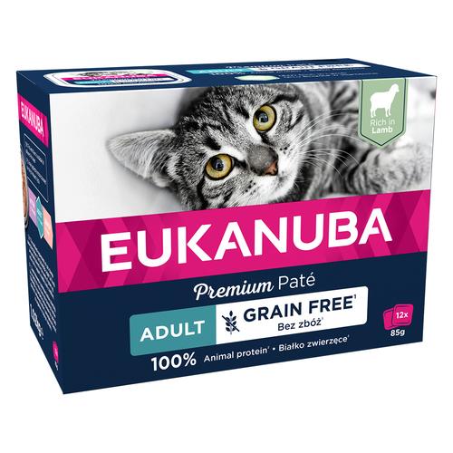 Sparpaket: 48x85g Eukanuba Getreidefrei Adult Lamm Katzenfutter nass