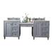 "Copper Cove Encore 86"" Double Vanity Set In Silver Gray w/ Makeup Table In 3 CM White Zeus Quartz Top - James Martin 301-V86-SL-DU-3WZ"