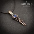 Wire Wrapped Lapis Lazuli Pendant Necklace, Protection Handmade Gift For Men, Women, Copper Jewelry, Girlfriend Gift