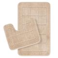 Surya Badezimmerteppich Set 2 Teilig - Badvorleger rutschfest Waschbar - Badteppich Set, enthält waschbare, saugfähige WC Vorleger für Bad, Dusche und Fußmatte, Badematte Beige, 50x80cm