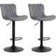 Lot de 2 tabourets de bar ajustables en velours Gris foncé