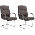 Lot 2 chaises cantilever pieds en métal assise en tissu Gris foncé