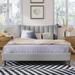 Gray Linen Upholstered Platform Bed, Queen, Vertical Channel Tufted Headboard