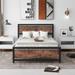 Contemporary and Minimalistic: Black Metal and Wood Bed Frame with Headboard and Footboard, Full Size Platform Bed