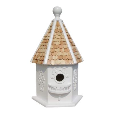 16" White and Brown Fairytale Inspired Outdoor Garden Birdhouse