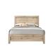 Natural and Transitional: Natural Wood Transitional King Bed with Raised Molding Trim and Wooden Tapered Legs