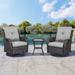 Red Barrel Studio® Schutt 3 piece patio set Outdoor Wicker Glider Rocking & Swivel Chairs w/ Cushions Wicker/Rattan in Brown | Wayfair