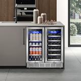 Tittla 30" 33 Bottle & 80 Can Dual Zone Built-In/Freestanding Wine & Beverage Refrigerator, in Black/Gray | 34.65 H x 30 W x 23.03 D in | Wayfair