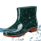 Short Rain Boots For Womens Ankle Waterproof Rainboot Slip On Garden Boot Ladies Rubber Outside Work With Comfort