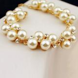 Naierhg Women s Rhinestone Faux Pearl Beads Sweet Bracelet Bangle Jewelry Charm Gift