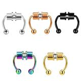 Naierhg Nose Ring Reusable Non Piercing Alloy Fake Magnetic Horseshoe Nose Ring for Party