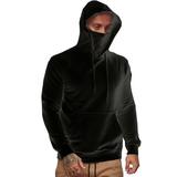 Men Hooded Hoodie Casual Long Sleeve Sweatshirt Pullover Jumper With Face Guard