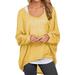 iOPQO Pullover Sweater For Women Womens Batwing Sleeve Pullover Tops Off Shoulder Loose Oversized Baggy Sweater Shirts Casual T Shirt Blouses Yellow + L