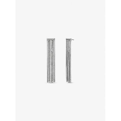 Michael Kors Precious Metal-Plated Brass Pavé Chain Drop Earrings Silver One Size