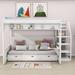 Harriet Bee Dalvey Full Over Full 3 Drawers Convertible Futon Bunk Bed w/ Storage Staircase, Wood in White | 65 H x 59 W x 96 D in | Wayfair