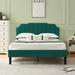 Wade Logan® Auxter Upholstered Platform Bed Frame w/ Adjustable Headboard Metal in Green | 40.7 H x 60 W x 81.3 D in | Wayfair