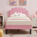 Wade Logan® Auxter Upholstered Platform Bed Frame w/ Adjustable Headboard Metal in Pink | 40.7 H x 39 W x 76.6 D in | Wayfair