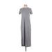 Madewell Casual Dress - Midi Crew Neck Short sleeves: Gray Print Dresses - Women's Size X-Small