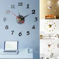 Autocollant miroir 3D pour horloges numériques murales grand numéro unique art de montre moderne