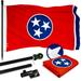 G128 Combo Pack: 5 Ft Tangle Free Aluminum Spinning Flagpole (Black) & Tennessee TN State Flag 2.5x4 Ft ToughWeave Series Embroidered 300D Polyester | Pole with Flag Included