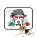ABPHQTO Dog Cocker Spaniel Elegant Gray Hat Glasses Red Rose Pet Dog Cat Bed Pee Pads Mat Cushion Potty Dogsblankets Crate Bed Kennel 28x36 inch