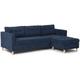 Marino Canapé AB2, chaise longue orientable à droite ou à gauche en velours, bleu foncé.