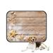 ECZJNT Frame Seashells White Sand Rustic Wooden Pet Dog Cat Bed Pee Pads Mat Cushion Potty Dogsblankets Crate Bed Kennel 25x30 inch