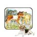 ECZJNT Horse And Cat Watercolor Pet Dog Cat Bed Pee Pads Mat Cushion Potty Dogs Blankets Crate Bed Kennel 14x18 inch