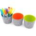 ZQRPCA Office storage bins felt desk organizers drawer dividers cups round pack of 3 gifts (Round x 3 Orange + green + Turquoise)