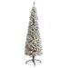 6’ Pre-Lit Pencil Slim Flocked Artificial Christmas Tree, Warm Clear LED Lights - 6 Foot