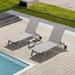 Chaise Lounge Outdoor Set of 3 with Wheels,2 Lounge Chairs+1 Table