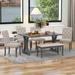 6-Piece Farmhouse Dining Table Set, Rectangular Trestle Table and 4 Upholstered Chairs and a Bench for Dining Room