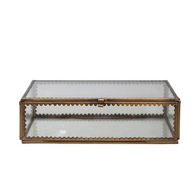 Brass and Glass Display Box with Scalloped Edges - 7.0"L x 5.0"W x 2.0"H