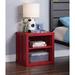 Metal Cargo Nightstand with USB, Industrial Style, 2 Open Compartments
