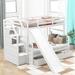 Twin over Full Bunk Bed with Drawers,Storage and Slide, Multifunction