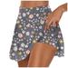 Mlqidk Summer Skirts for Women Built-In Shorts High Waist Tennis Skirts Floral Print Casual Athletic Golf Skorts Dark Gray XXL