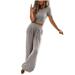 REORIAFEE Women 2 Piece Outfits Sets Golf Athletic Clubwear Beach Outfit Women s Summer Short Sleeve Crewneck Tops Long Pants Comfortable Homewear Two Piece Set Gray XXL