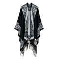 Open Front Poncho Cape Winter Printed Open Front Poncho Women s Cape Sweater Coat I