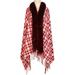 PIKADINGNIS Women Plaid Shawl Wraps Tassel Poncho Sweater Cardigan Cape Scarf with Fluzzy Fur Neck