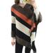 SOSPIRO Women Striped Poncho with Tassels Knitted Shawl Scarf Fringed Wrap Sweater Pullover Cape(Orange)