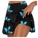 Mlqidk Athletic Skirts Women Build In Shorts Golf Skort High Waisted Sport Athletic Running Activewear Sky Blue M