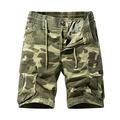 Camo Work Shorts Men W38 Loose Fit Combat Shorts Elasticated Waist Camouflage Trousers Casual Smart Cycling Hiking Half Pants Work Utility & Safety Cargo Shorts with Multi Pockets