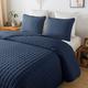 WDCOZY Navy Blue Queen Size Quilt Bedding Sets with Pillow Shams, Lightweight Soft Bedspread Coverlet, Quilted Blanket Thin Comforter Bed Cover, All Season Summer Spring, 3 Pieces, 90x90 inches